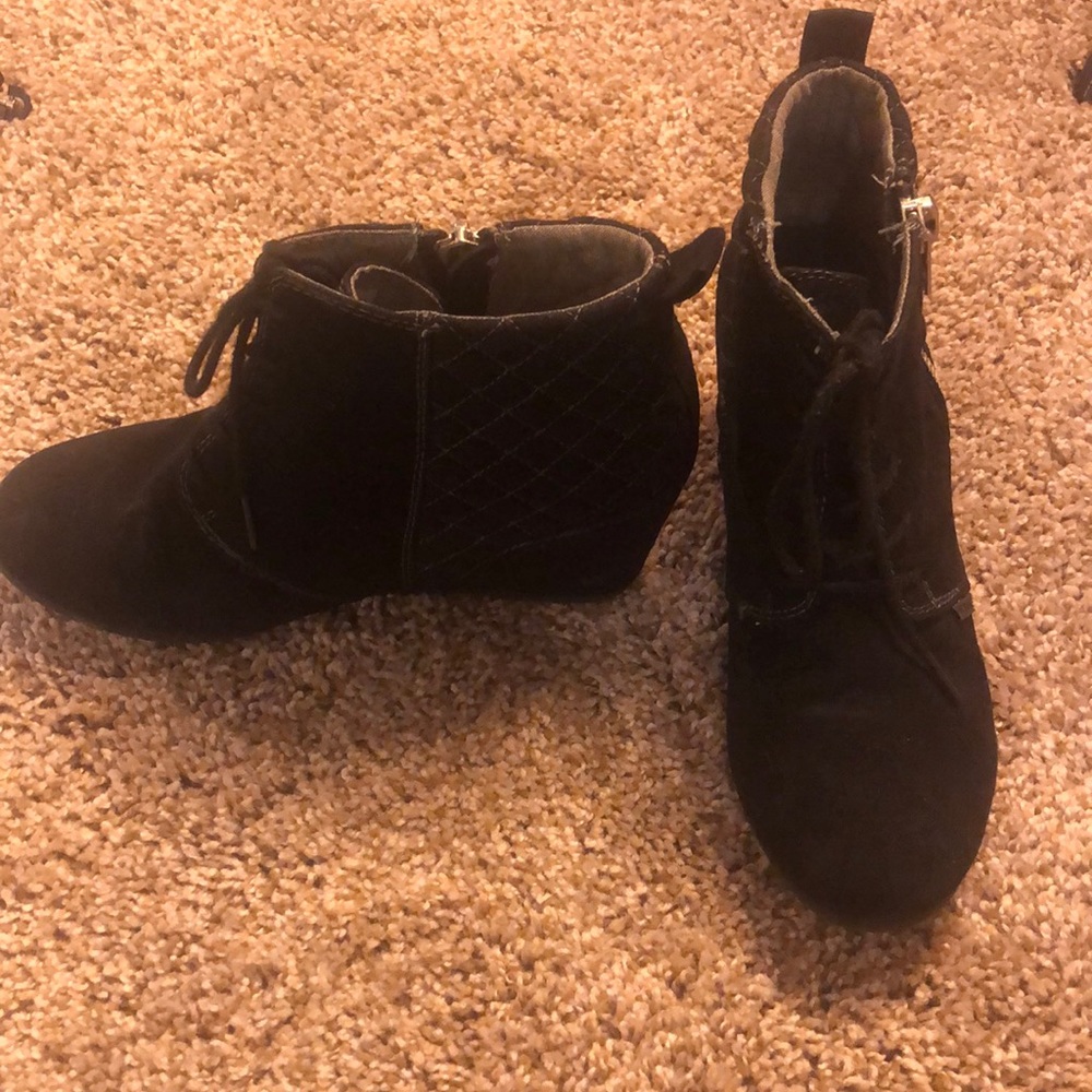 Black suede boot heels